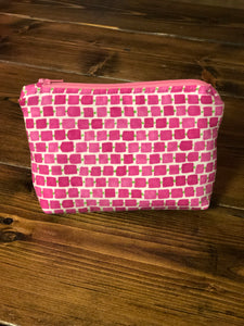 Essential Oil Bag - Pink Squares, Green Dash