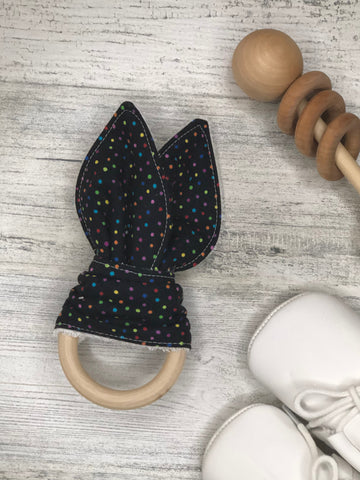 Black Multi Color Bunny Teether