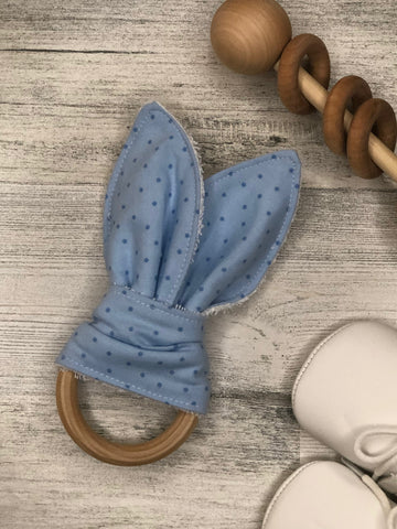 Baby Blue Dot Bunny Teether
