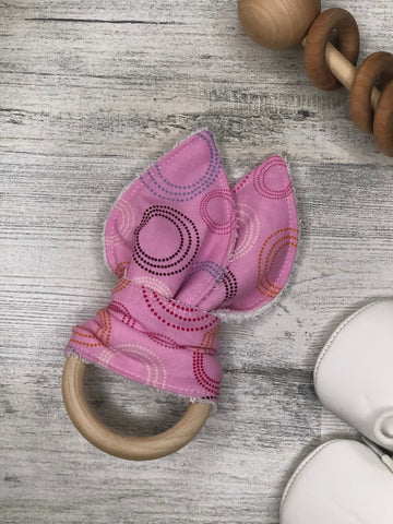 Pink Circles Bunny Teether